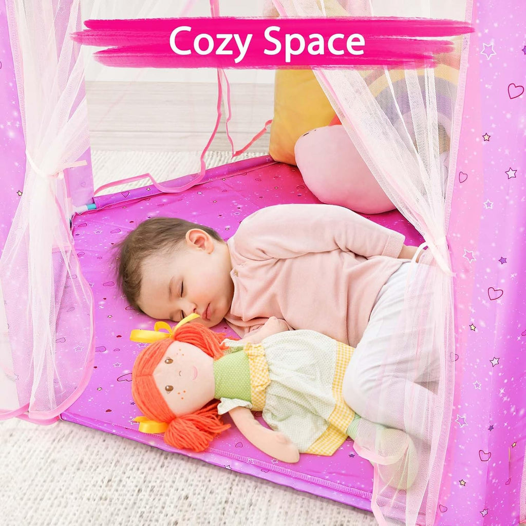 Princess Tent Girls Unicorn Large Playhouse Kids Castle Play Tent with Star Lights Gift Toy for Children Indoor