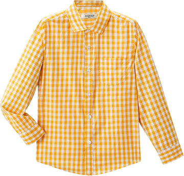 Boys' Dress Shirt Long Sleeve Plaid Button Down Poplin Shirts