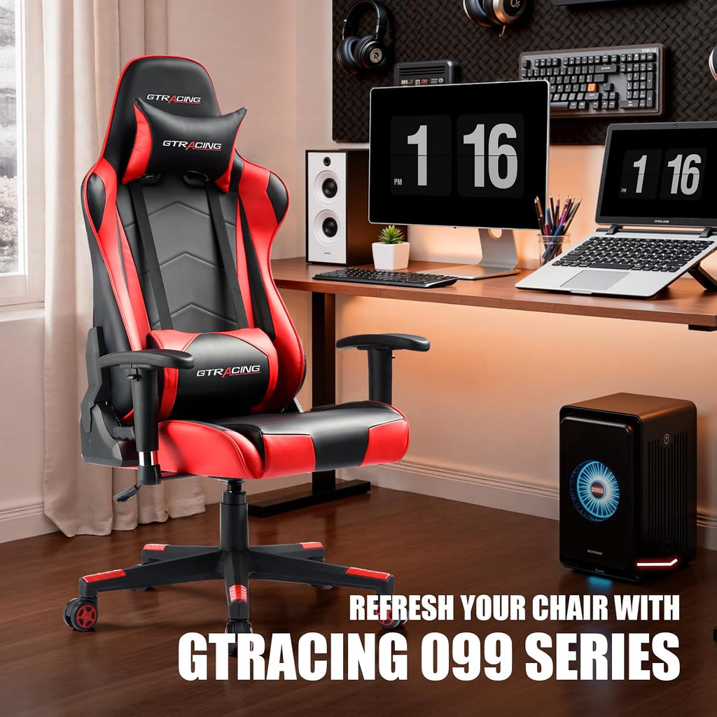 Gaming Chair Racing Office Computer Ergonomic Video Game Chair Backrest and Seat Height Adjustable Swivel Recliner