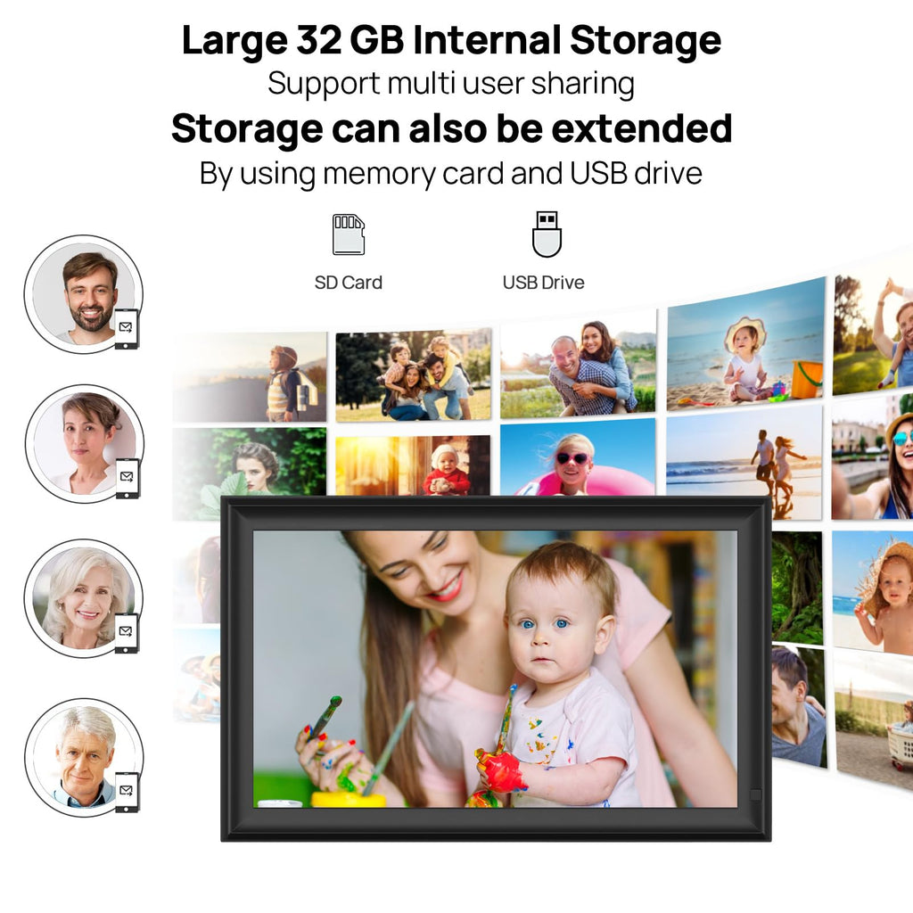 15.6 inch Digital Photo Frame with 1920x1080 FHD IPS LCD Touch Screen, Dual-WiFi Share Photos & Videos Via Frameo