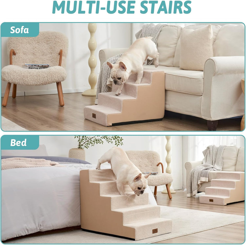 Dog Stairs for Small Dogs, 5 Step Pet Stairs for Beds & Couches