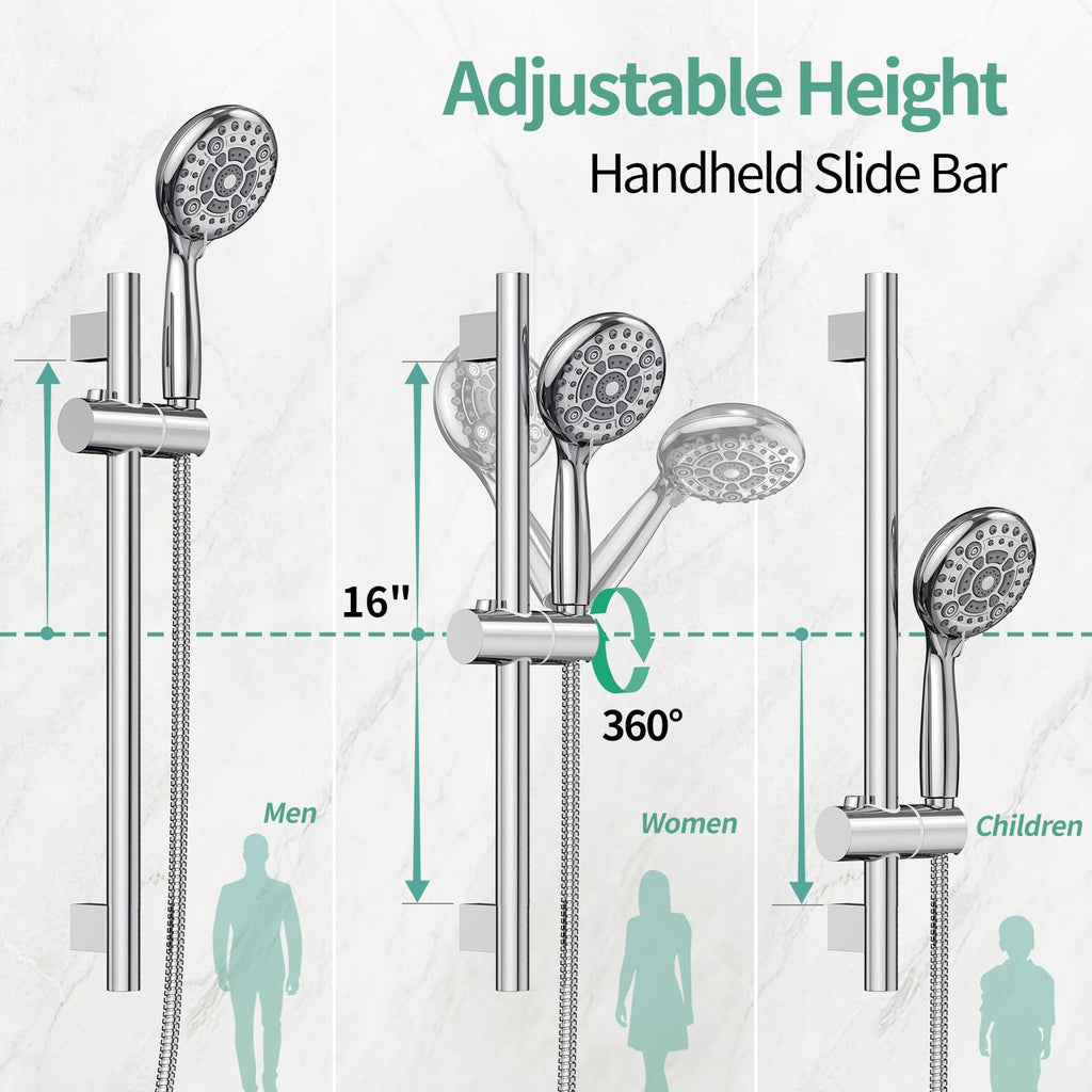 10" Shower Faucet Set with Shower Slide Bar,Polished Chrome