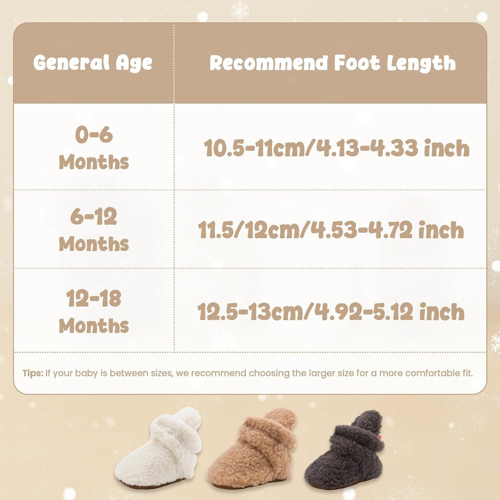 Baby Boy Girl Soft Fleece Booties Stay On Infant Slippers Socks Shoe Non Skid Gripper Toddler First Walkers