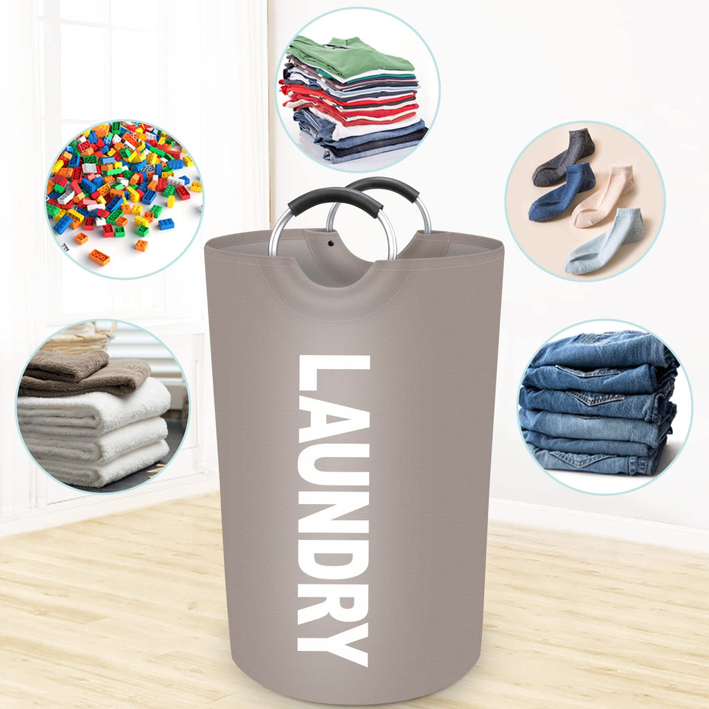 115L Large Laundry Basket, Dirty Clothes Waterproof Laundry Hamper, Khaki