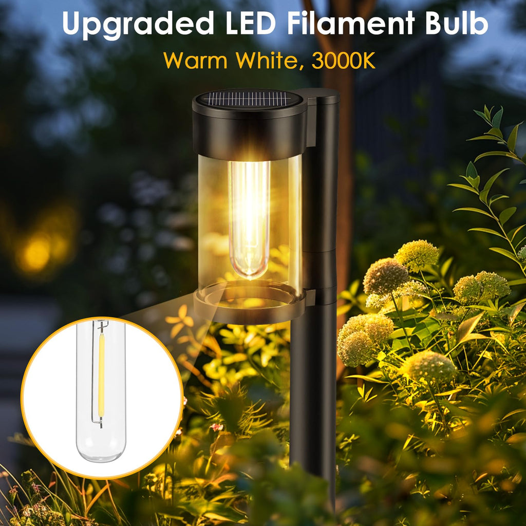 Solar Pathway Lights Outdoor, 10 Pack Metal & Glass Solar Lights Outdoor Waterproof Landscape Path Lights for Yard