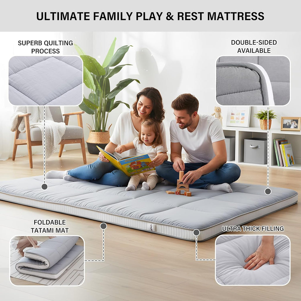 Japanese Floor Mattress, Roll-Up Futon with Storage Bag