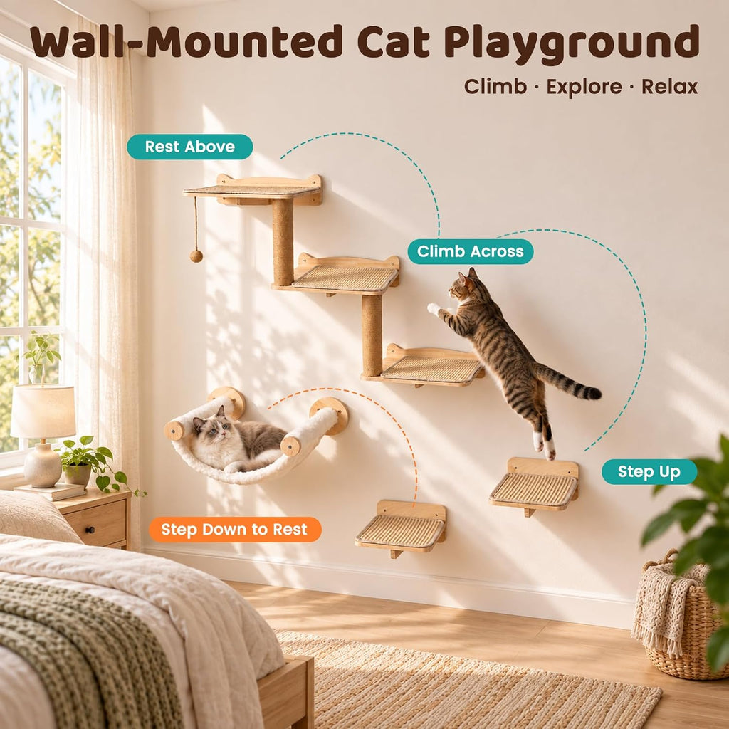 Cat Wall Shelves for Large Cats Wall Mounted Climbing Set
