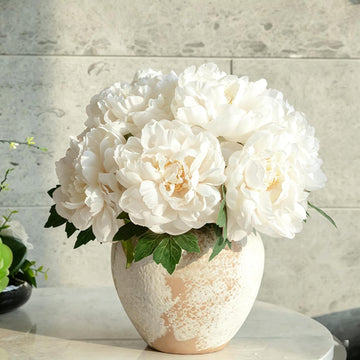 Peonies Artificial Flowers, Realistic Faux Silk Peony, Fake Decorative Floral Arrangements Wedding Decor () - Set of 6