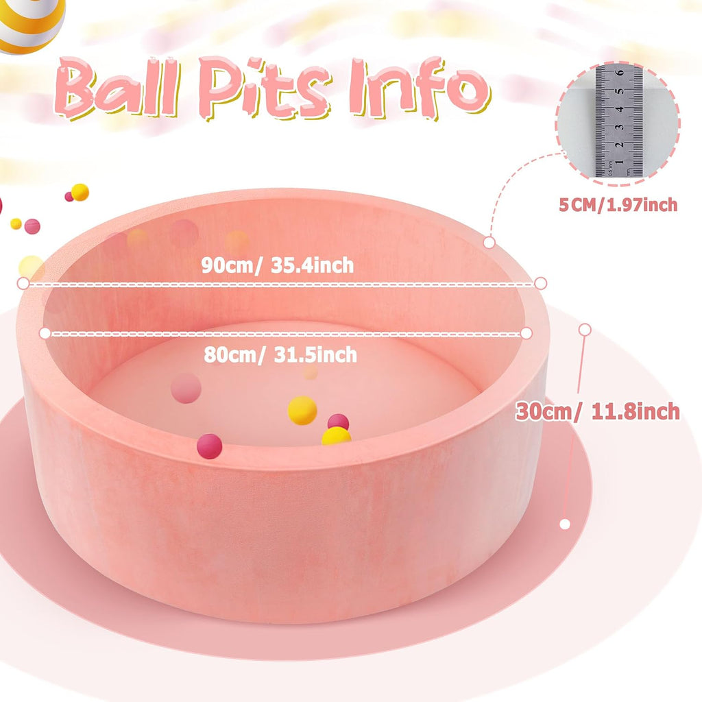Baby Foam Ball Pit, 35.4"x 11.8" Ball Pits for Toddlers,Pink