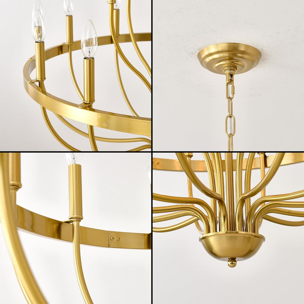 Gold Chandelier 18-Light Candle Chandelier Modern Farmhouse Pendant Lighting Fixture for Dining Room Bedroom Living Room Kitchen Island Foyer Entryway E12 Bulb Vintage Golden Ceiling Light A109-B0F994PCGR