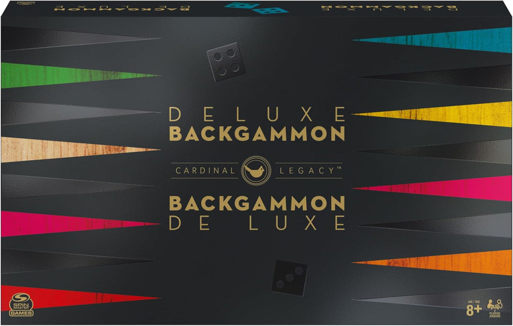 Legacy Deluxe Wooden Backgammon Classic 2-Player Original Board Game Set with Cups and Dice, for Kids and Adults Aged