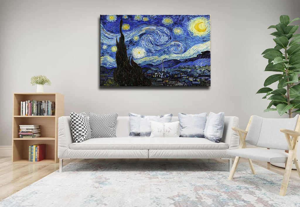 Starry Night, Vincent Reproduction, Large Giclee Canvas Prints Wall Art Decor. 24"x36"