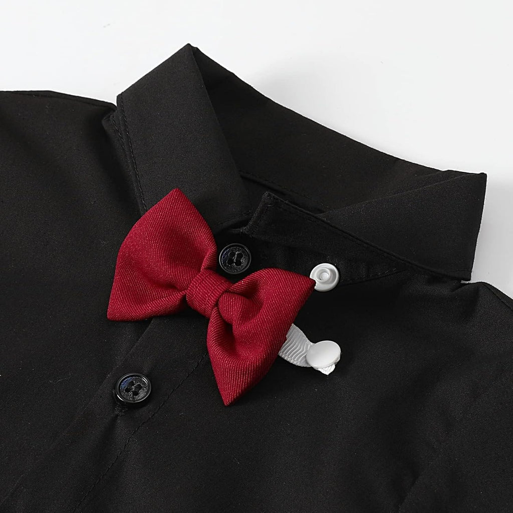 Infant Baby Boys Dress Shirt Formal Bodysuit Rompers