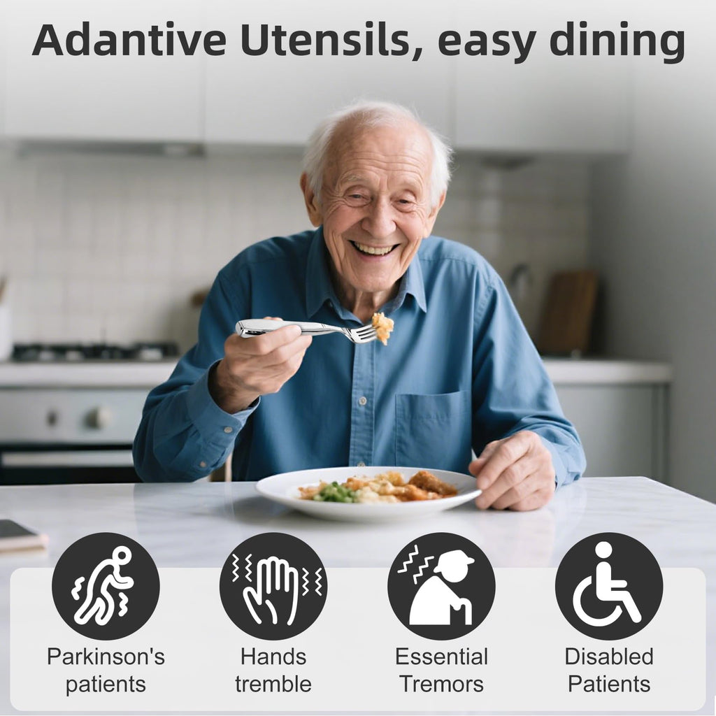 Weighted Utensils for Hand Tremors and Parkinson's Patients-Adaptive Utensils-3 Piece Set Weighted Silverware for