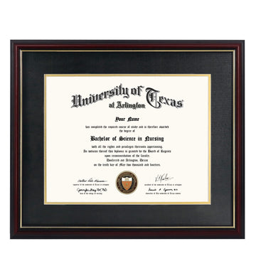 11x14 Diploma Frame with Black over Gold Mat or Display 15x18 Certificate without Mat, Solid Wood & UV Protection