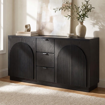 67" Fluted Sideboard Buffet Cabinet with Arched Reeded Doors/Drawers
