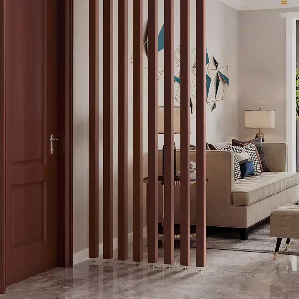 Floor to Ceiling Wooden Slat Room Divider, Freestanding Modern Partition Wall, 70-230cm Adjustable Privacy Screen