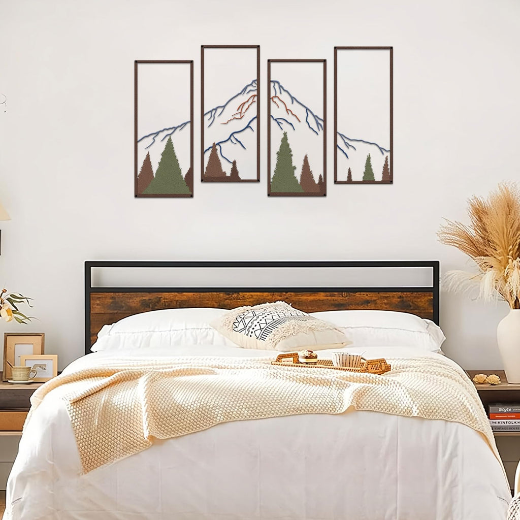 4 Pcs Metal Mountain Forest Wall Decor Landscape Mountain Wall Art