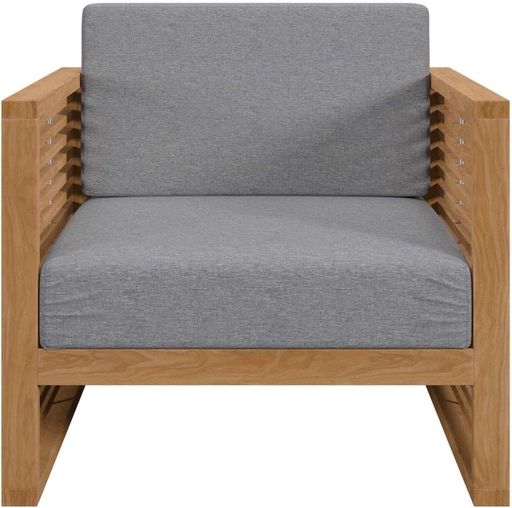 Carlsbad 3-Piece Teak Wood Outdoor Patio Set in Natural/Gray