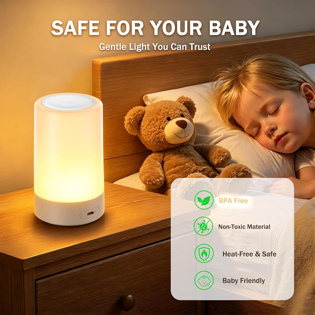 2 Pack Baby Night Light, Rechargeable Touch Night Light, Portable Bedside Lamp, Dimmable Nursing Light