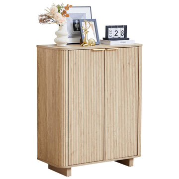Fluted Entryway Shoe Storage Cabinet with Doors, 5 Tier 39'' Tall Freestanding Modern Shoe Rack Organizer Cabinet