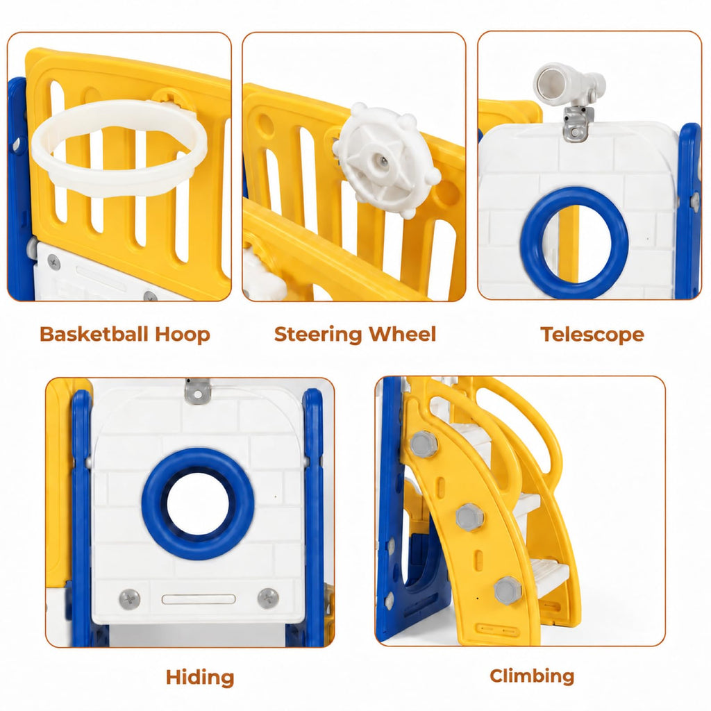 9 in 1 Toddler Slide Set, Climber Playset with Long Slope & Storage Space