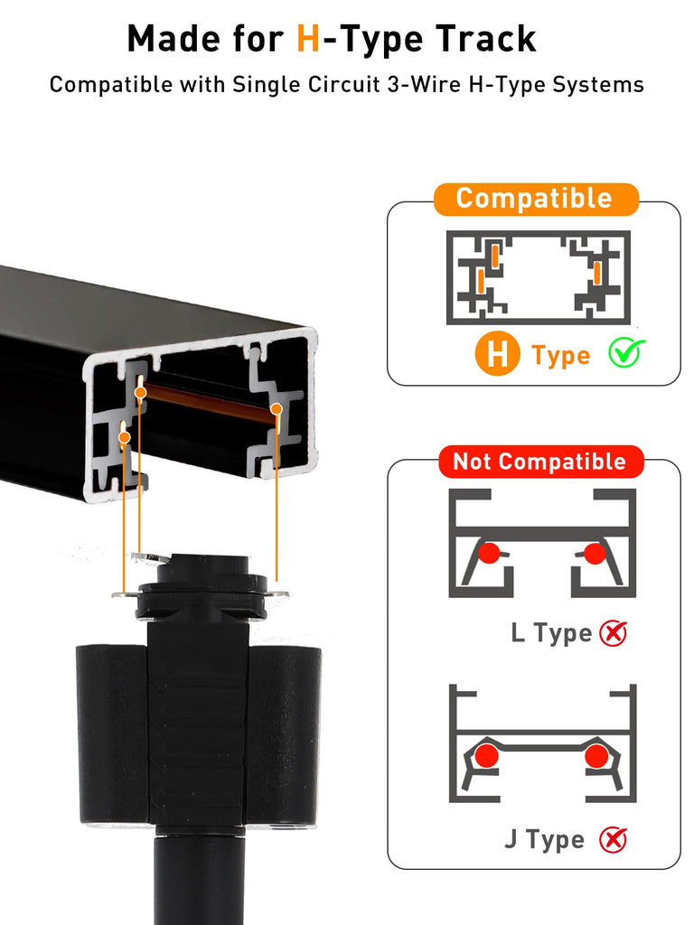 12 Pack] H Type Track Lighting Heads to Gu10 Base Socket Light Direction Adjustable,Black