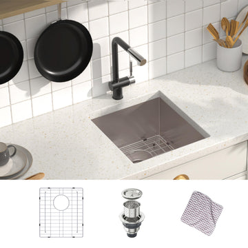 Undermount Kitchen Sink, 304 Stainless Steel Round Corner Single Bowl Deep Kitchen Sinks, 10-inch Deep Large Bar