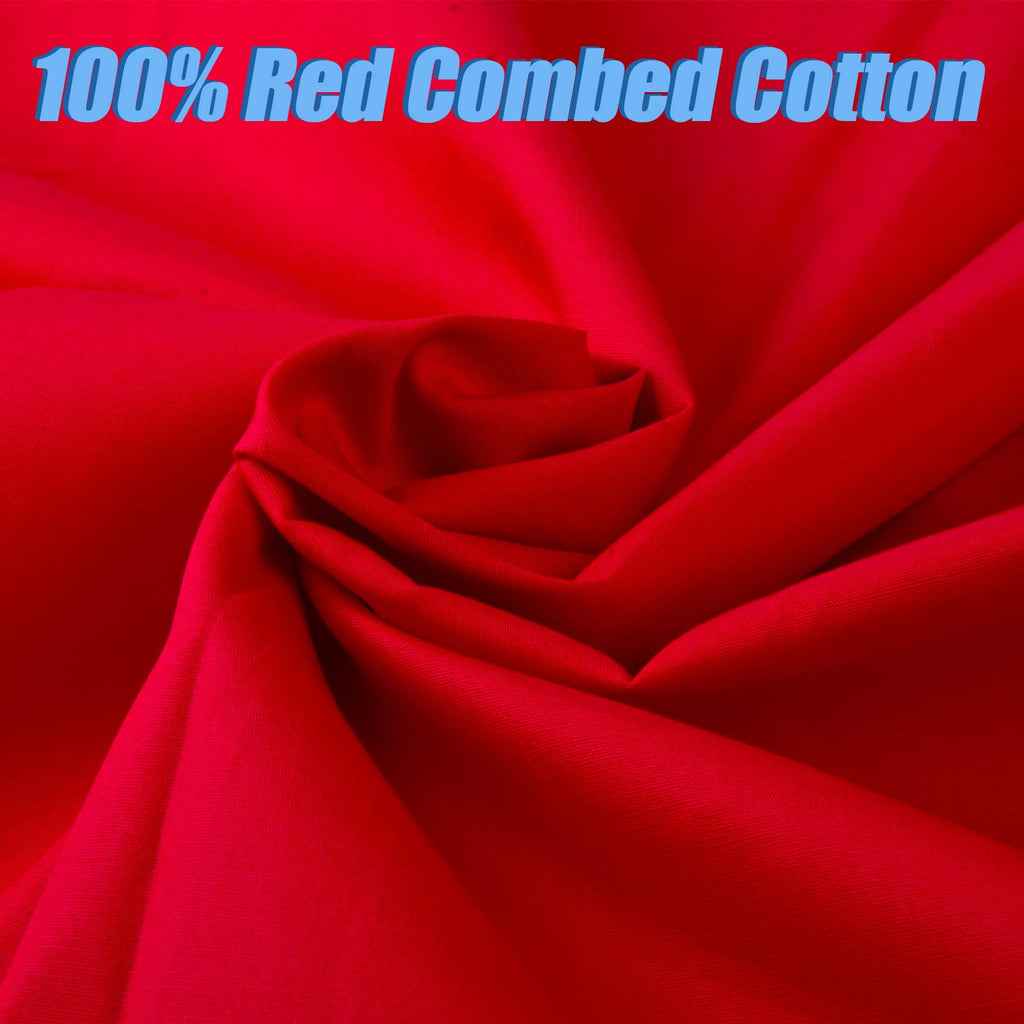 5 Yard Red Cotton Fabric, Natural Cotton Poplin Fabric by The Yard, 59 Inches Wide 100% Cotton Fabric, Soft Embroidery