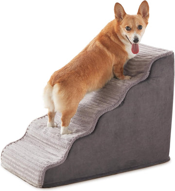 Dog Stairs for Small Dogs & Cats 22.5" H, High Density Foam Dog Steps Ramp for High Bed and Couch, Pet Stairs