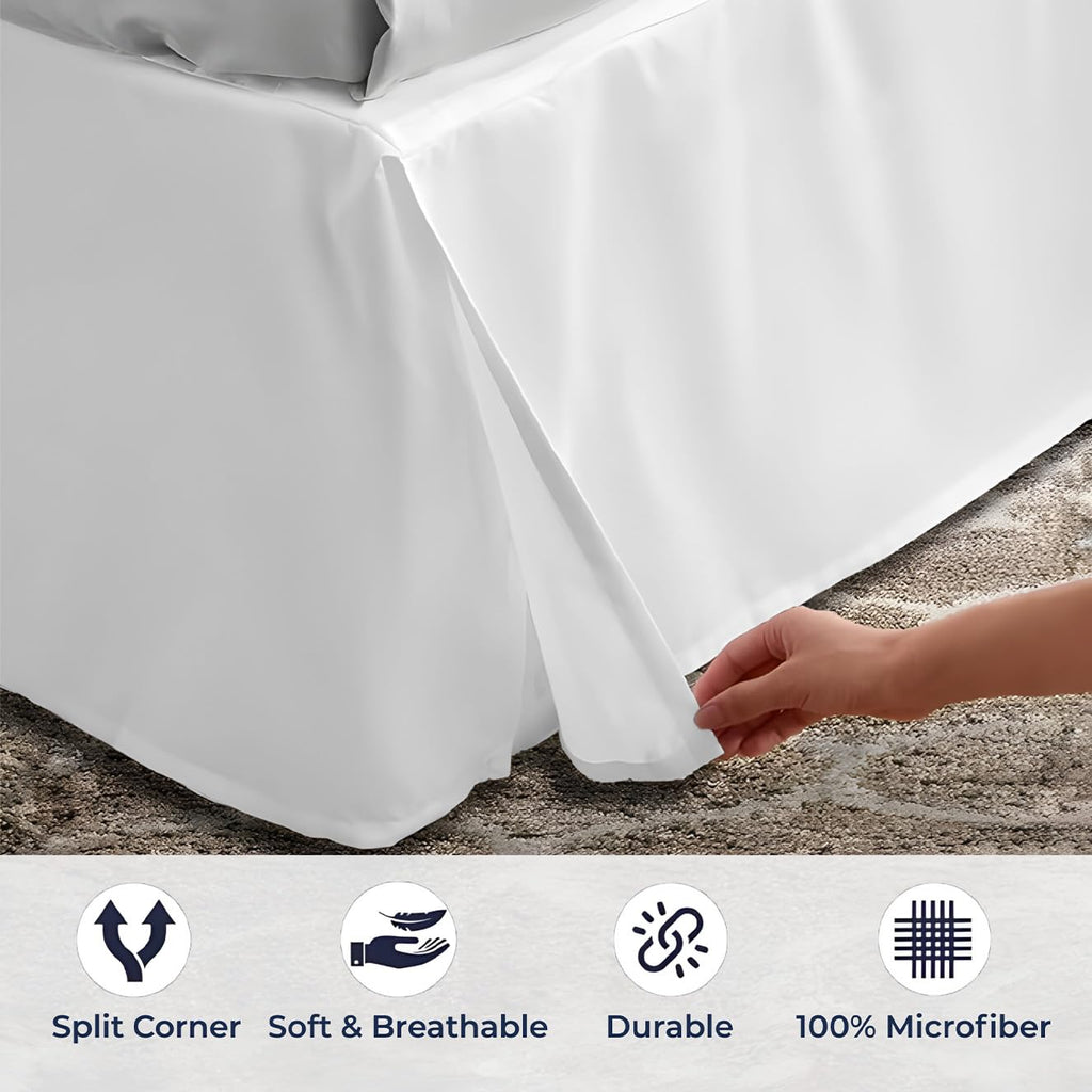 13 inch Drop Bed Skirt Full Size - Platform Style with Secure Fit, Classic Tailored Look, Elegant Pleated Style Dust