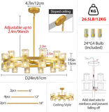 Modern Crystal 24-Light Chandelier, Brass Gold 24" Round Wagon Wheel Chandeliers, Dining Room Chandelier Over Table,Indoor Chandelier Lighting Fixtures,for Living Room, Bedroom, Bathroom A117-B0DPHMVW8V