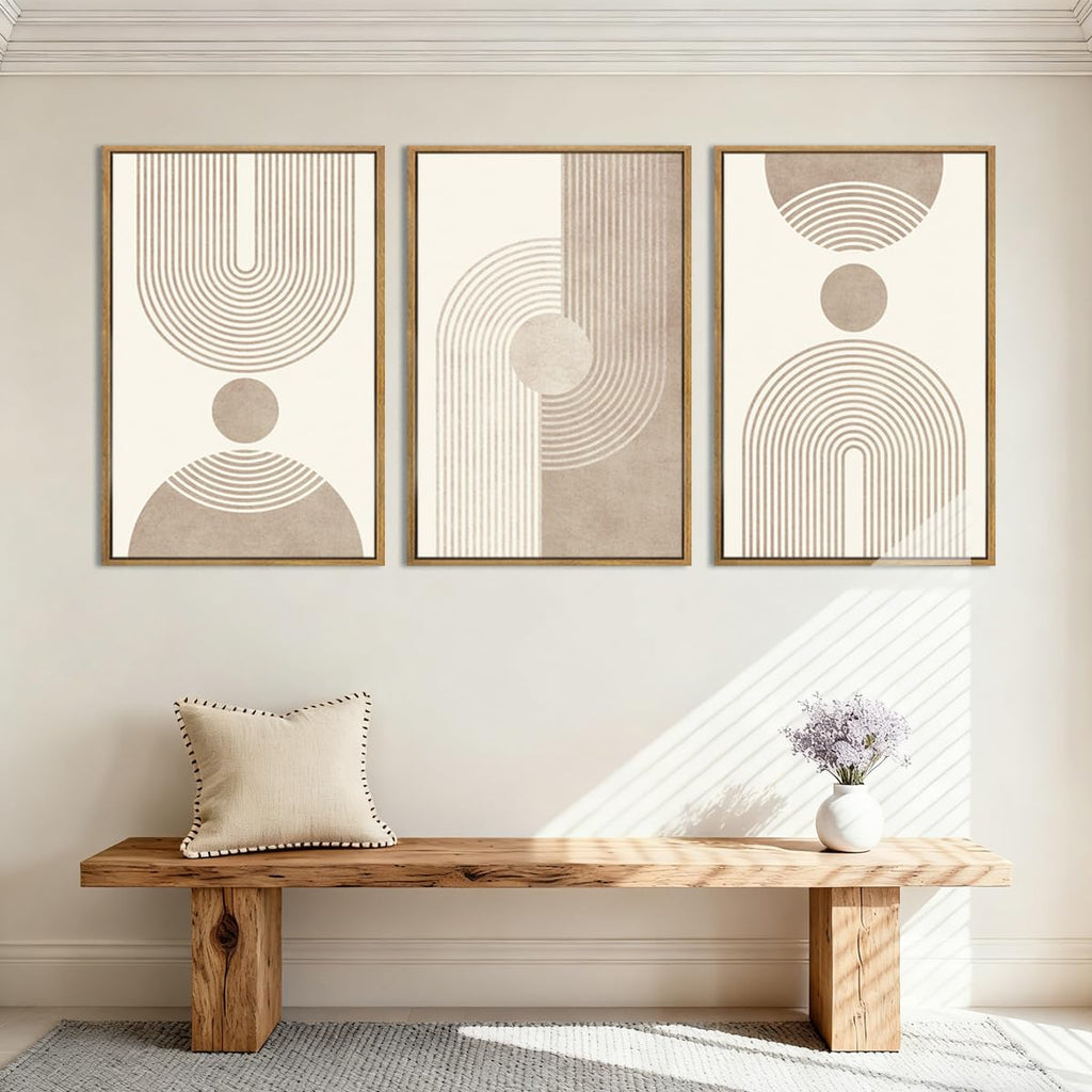 Neutral Abstract Wall Art Beige Large Wall Decor Boho Mid Century Modern Artwork Art Print Bedroom Office 24"x36" Set