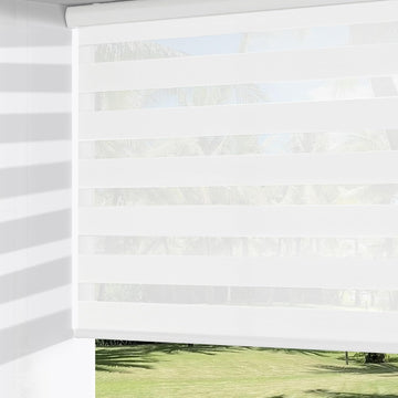 Cordless Zebra Blinds for Windows, Dual Layer Free-Stop Light Filtering Window Roller Shades, Pull Down Privacy Zebra