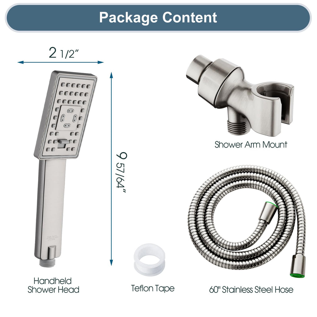 Handheld Shower Head Set High Pressure Hand Held Showerhead with 60 Inch Flexible Shower Hose and Adjustable Shower