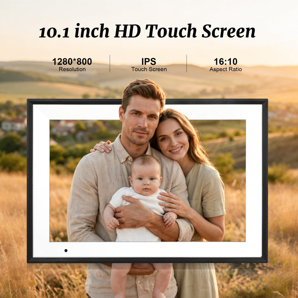 Digital Picture Frame 10.1 Inch Digital Photo Frame 32GB Storage, WiFi Picture Frame with1280x800 IPS Touch Screen