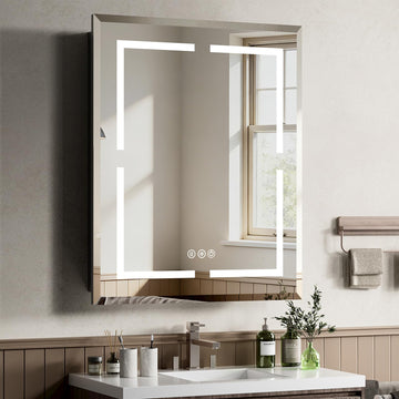 24X30 Inch Lighted Medicine Cabinet, Recessed Medicine Cabinet with Adjustable 3-Color, Brightness Dimming, Defogger