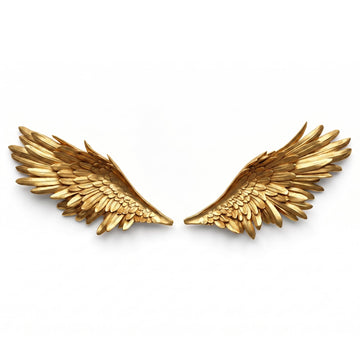 3D Gold Angel Wings Wall Decor, Feather Sculptures (1Pair)