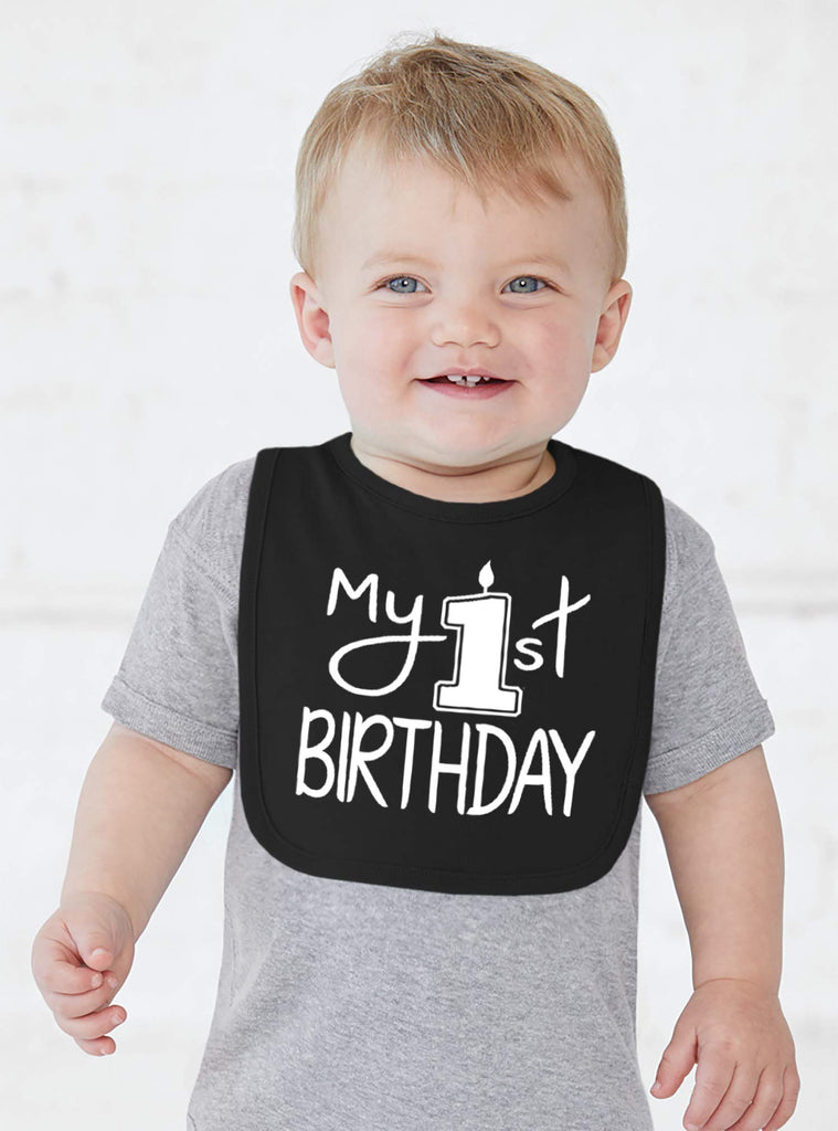 Handmade Cute Baby Boy Girl First Birthday Smash Cake Bibs - My 1st Birthday Bib (Royal Heather)
