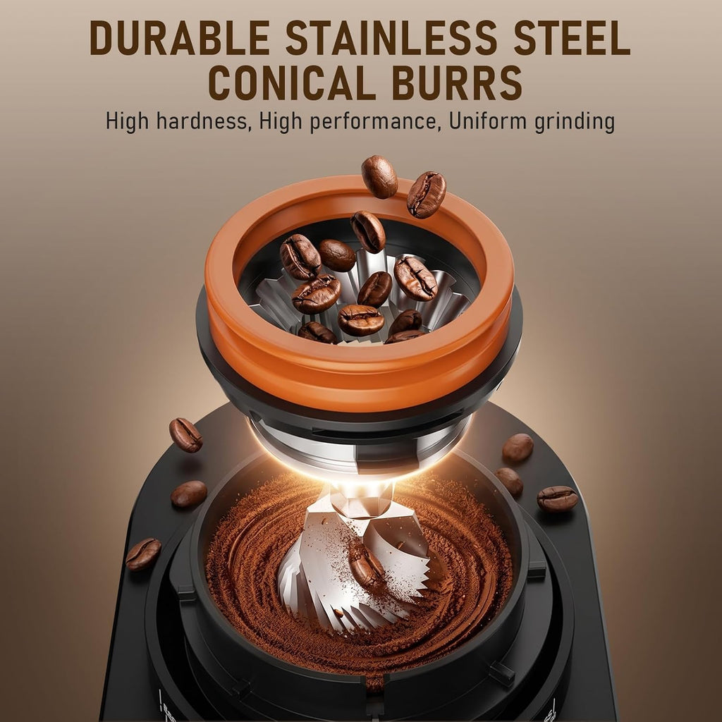 Coffee Grinder, Electric Coffee Bean Grinder with Anti-Static Design, 38 Settings Burr Grinder, 60S Timer, Espresso