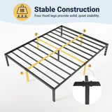 Full Bed Frame, 14 inch Metal Platform Beds with Storage Space, No Box Spring Needed and Easy Assembly, Black