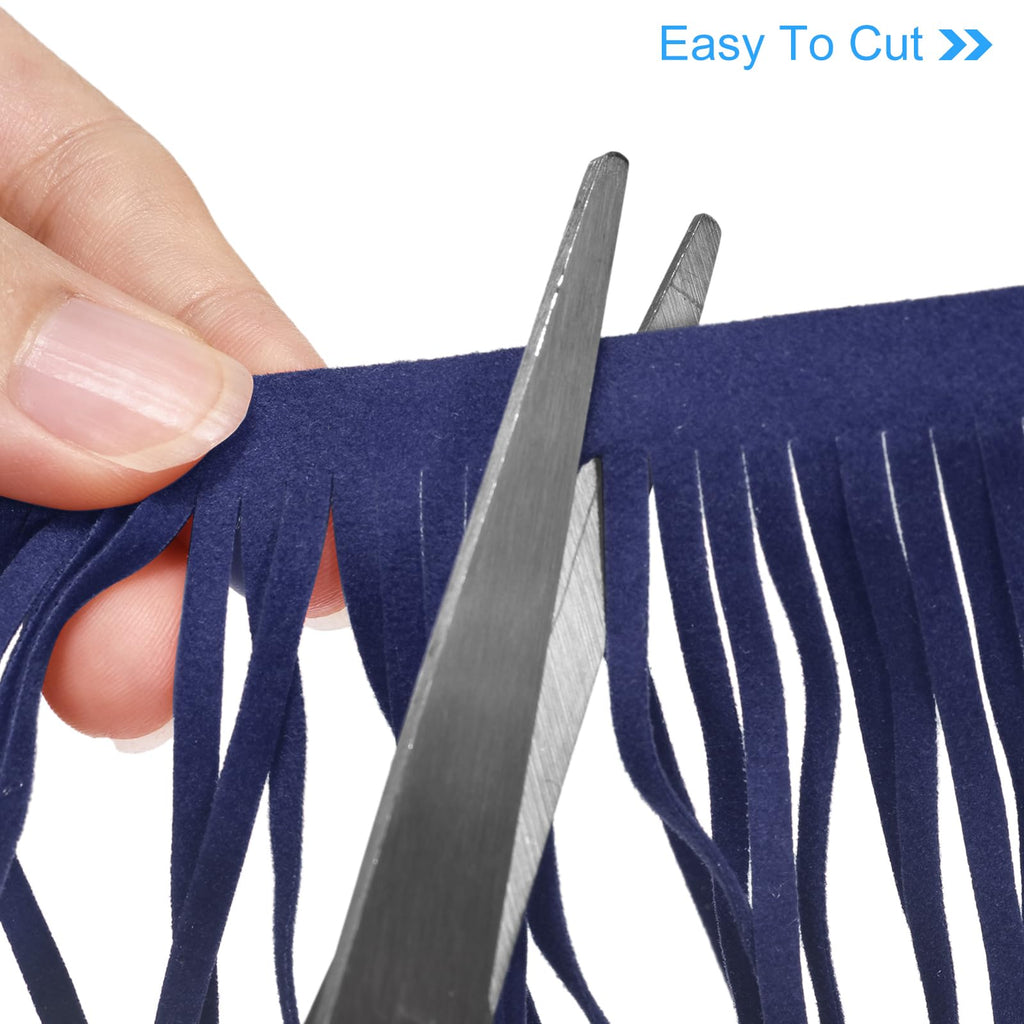 4 Inch PU Leather Suede Fringe Trim Double Side Leather Sewing Tassel Fringe for DIY Sewing Dress Crafts - 2 Yards