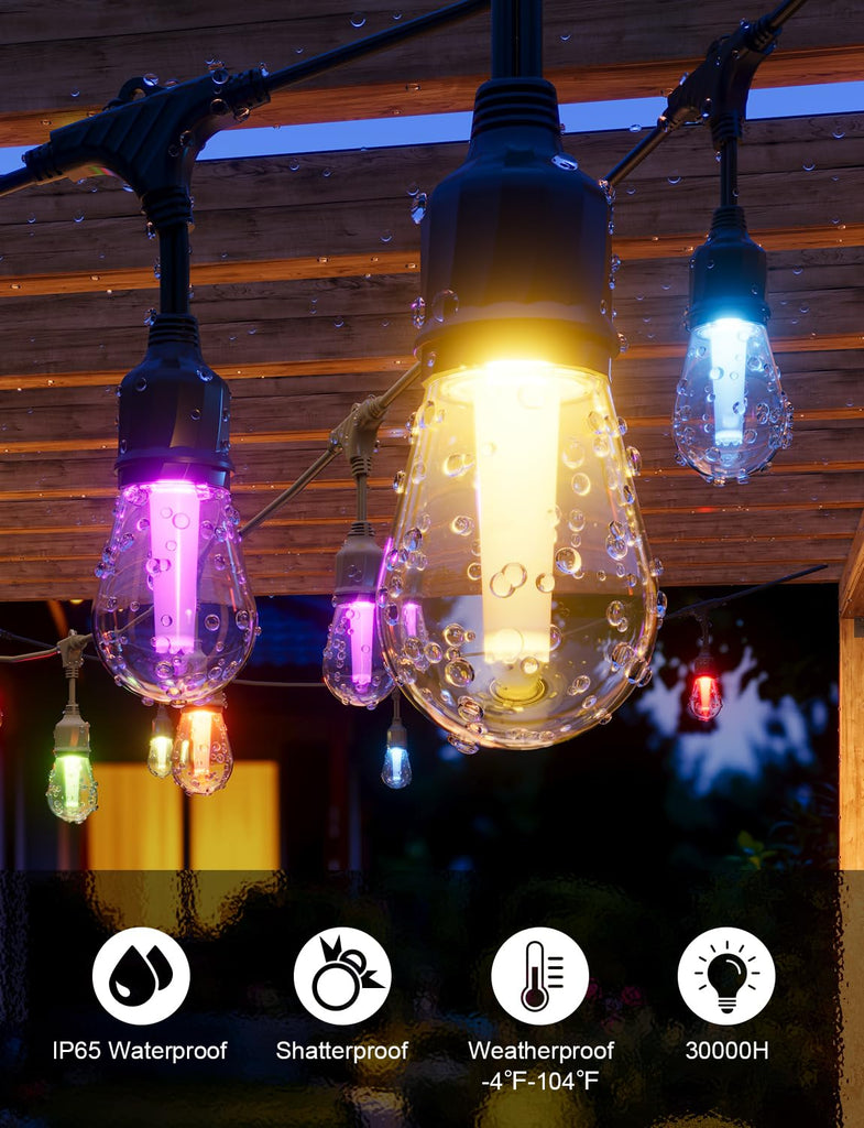 Smart Outdoor String Lights, LED Patio Light with App Control