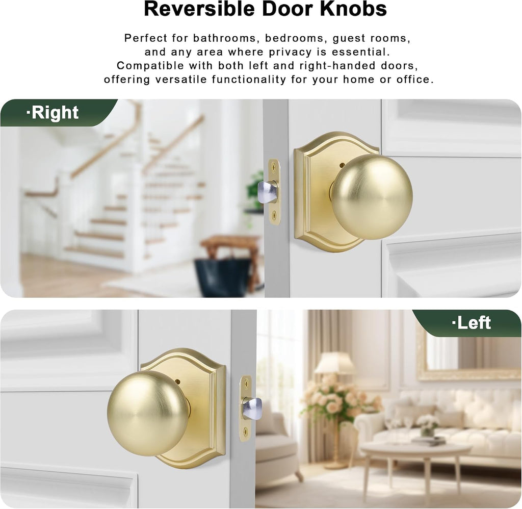 Privacy Door Knob Interior, Satin Brass, Zinc Alloy
