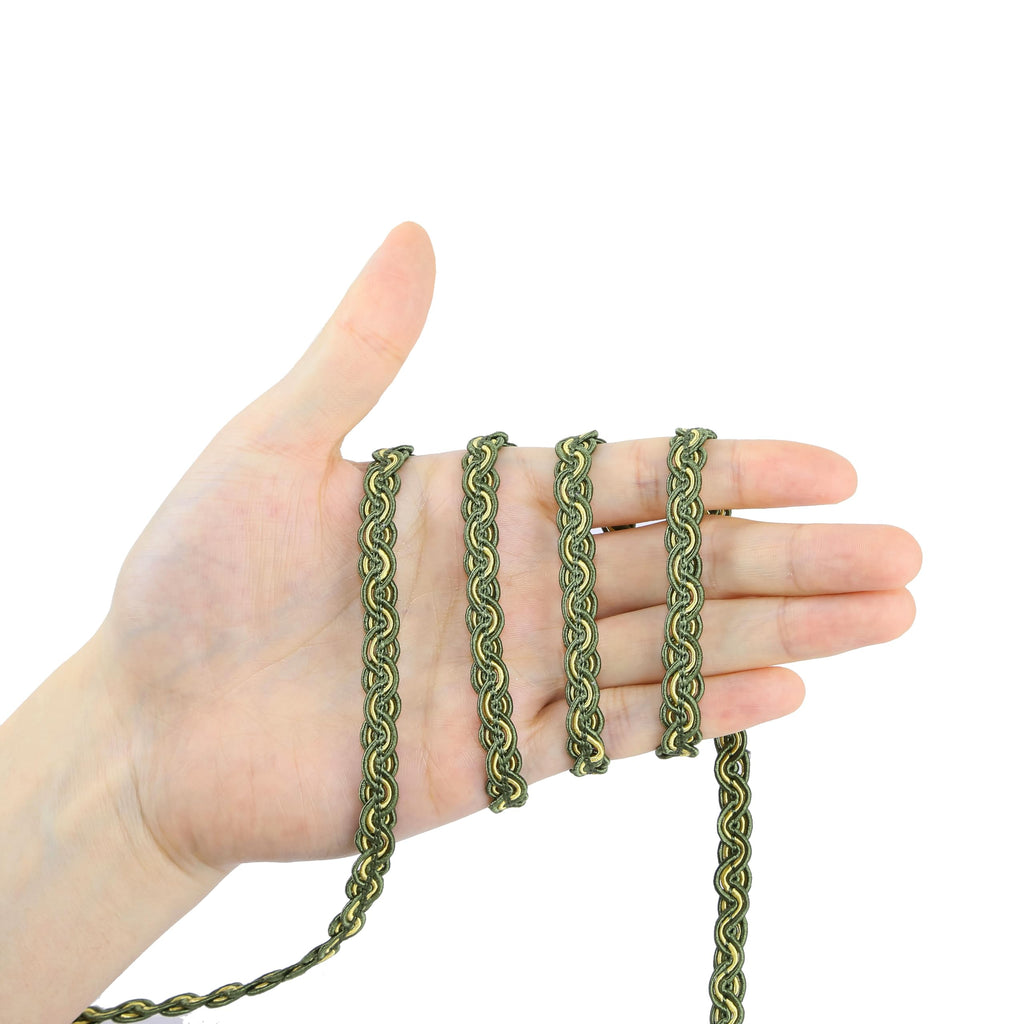 Braid Trim, Mix Green 3/8 inch 10 Yards Fabric Gimp Trim