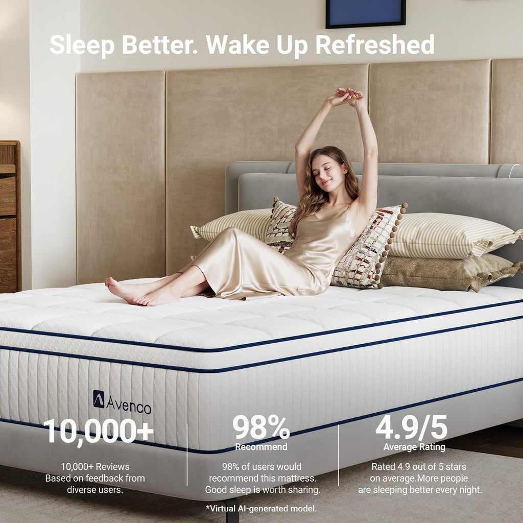 Queen Size Mattress 12 inch, Queen Hybrid Mattress in a Box | Individual Pocket Coils & Cooling Gel Memory Foam