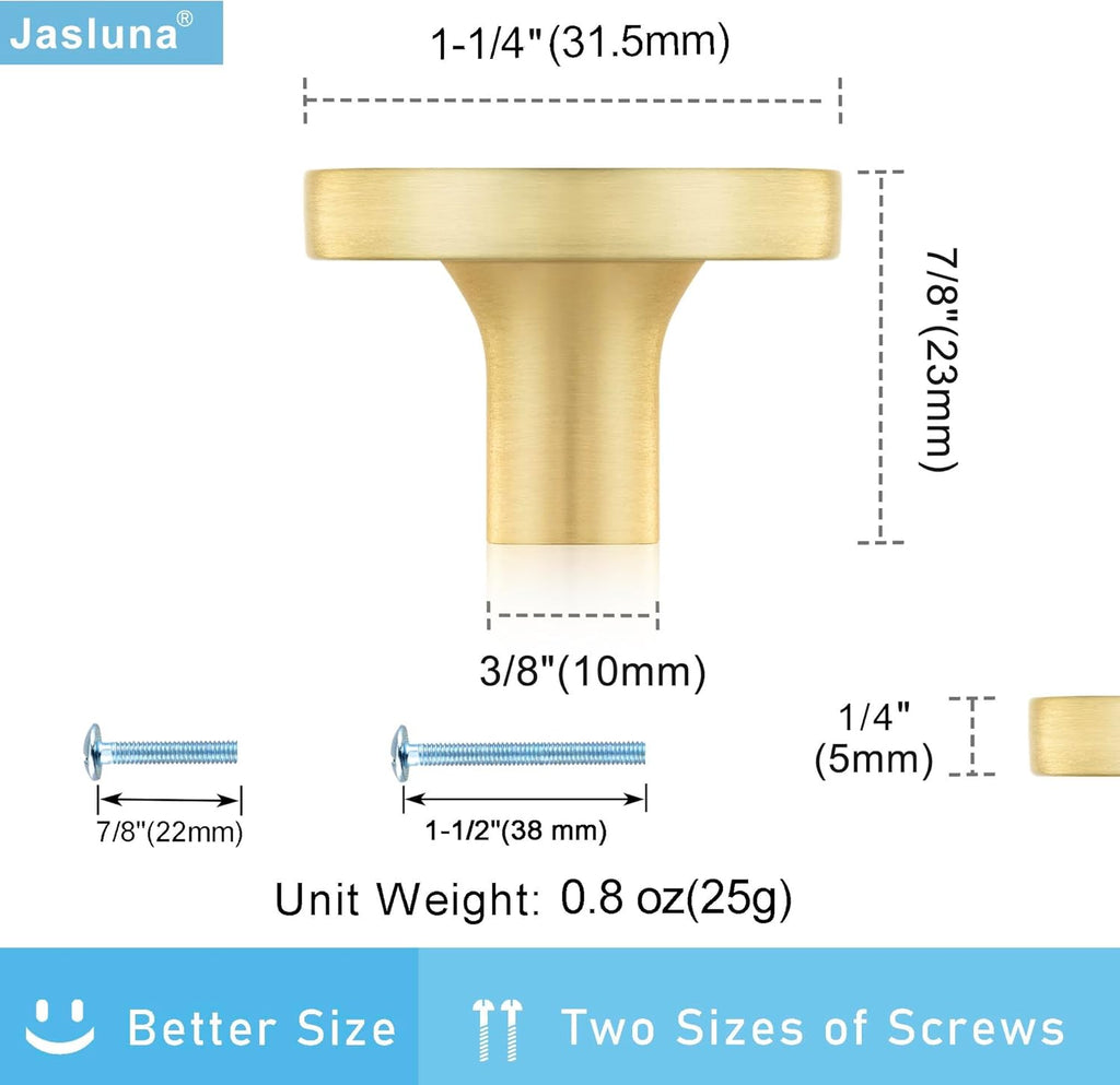 12 Pack Round Gold Cabinet Drawer Knobs,1-1/4 Decorative Pearl Drawer Pulls,Brushed Brass Furniture Hardware Door