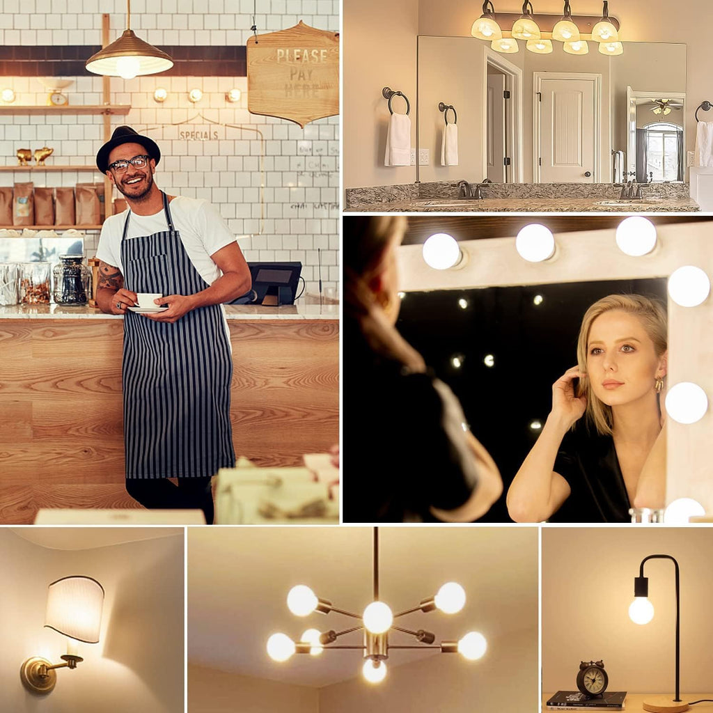 LED Light Bulb G25/G80 Dimmable Flick-Free Matt White 6W Soft White 3000k CRI95 600LM, 60W Equivalent Vintage LED