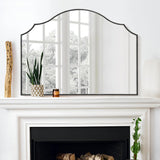 Black Scalloped Wall Mirror: 40"x29" Large Modern Wooden Arched Dresser Mirror - Minimalist Fireplace Mirrors