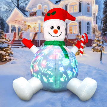 6ft Tall Christmas Inflatable Outdoor Decorations, Blow up Yard Decor with Christmas Snowman Sang Along with the